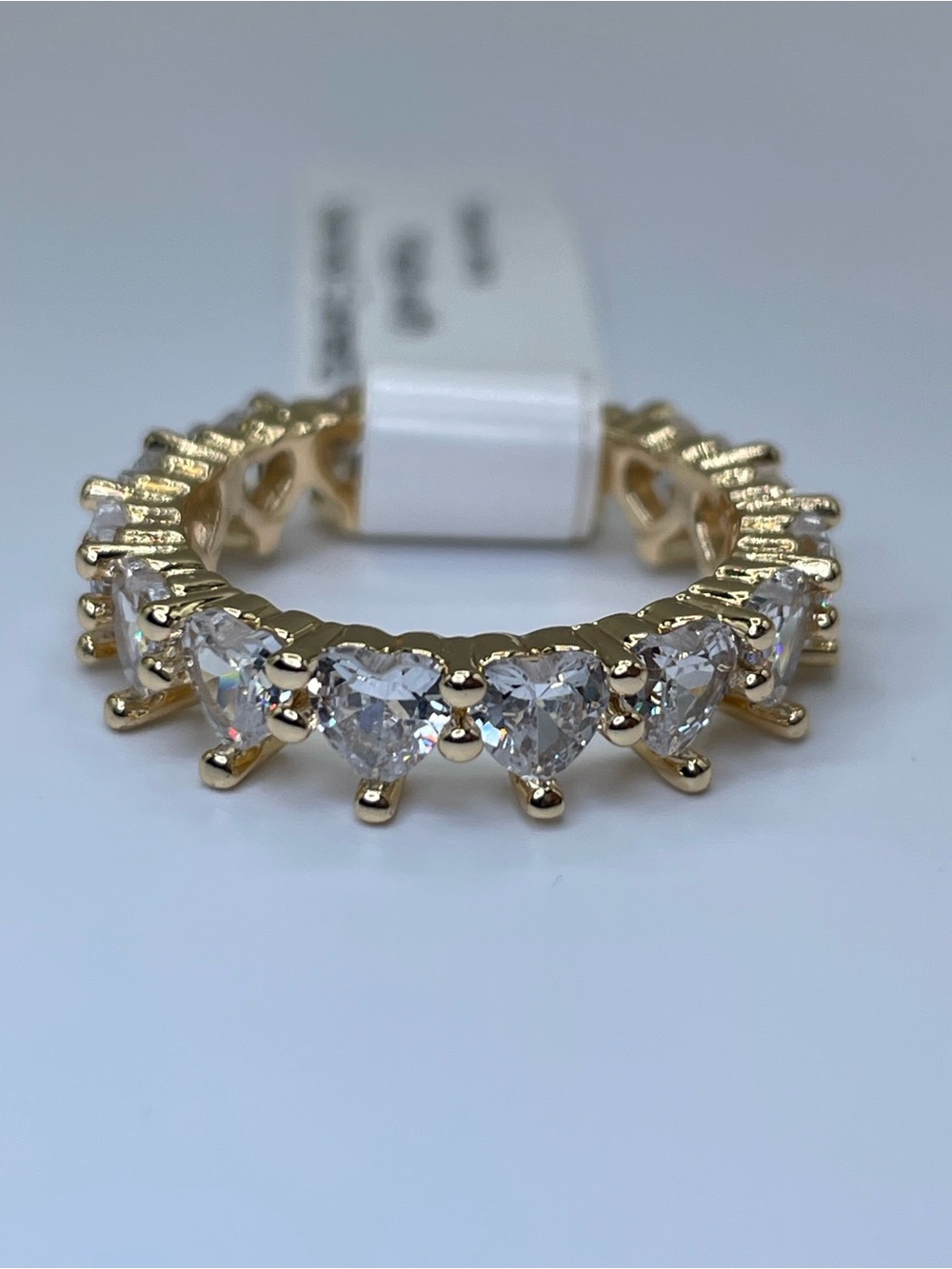 Swarovski Crystal Elements White Heart Cut Crystal Eternity Band Ring Sz 6